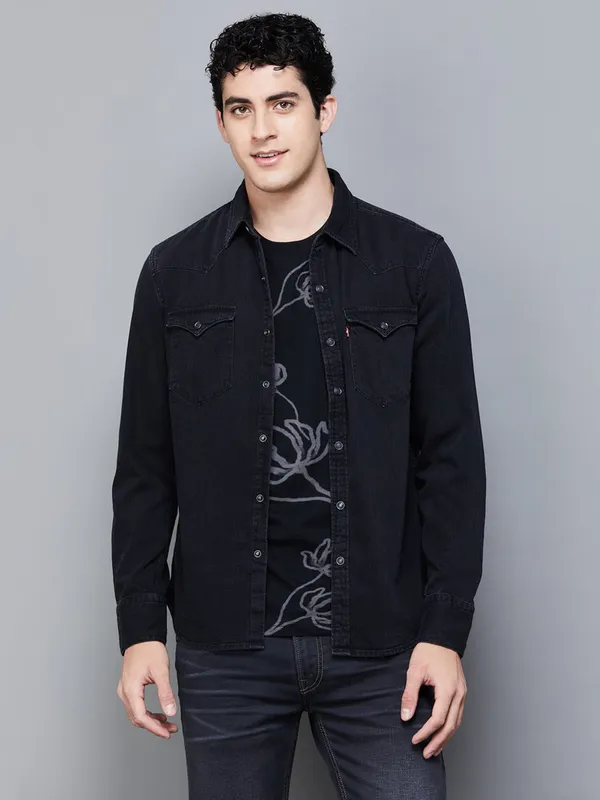 LEVIS charcoal black denim jacket style shirt