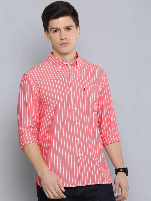 Levis coral pink stripe cotton shirt
