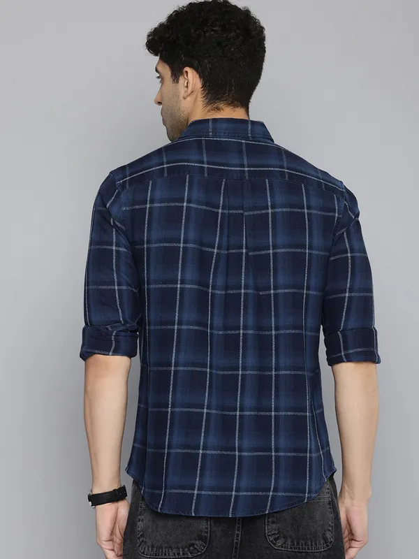 LEVIS cotton navy check shirt for men