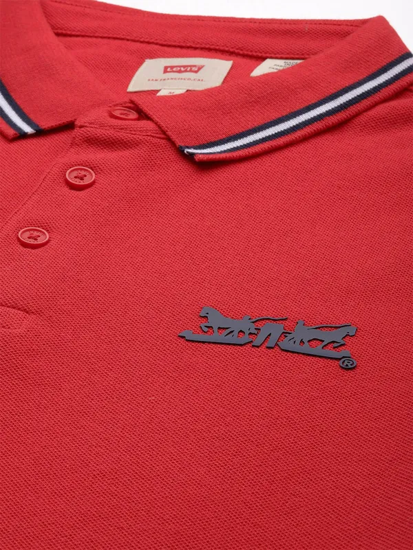 Levis cotton red plain polo t shirt