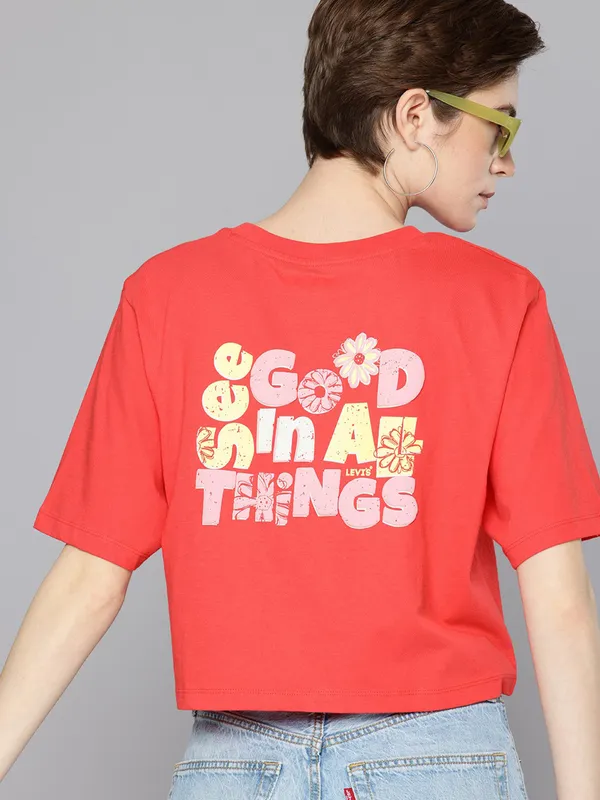 LEVIS cotton red printed t-shirt