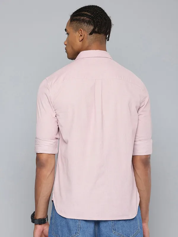 LEVIS cotton textured light pink shirt for men