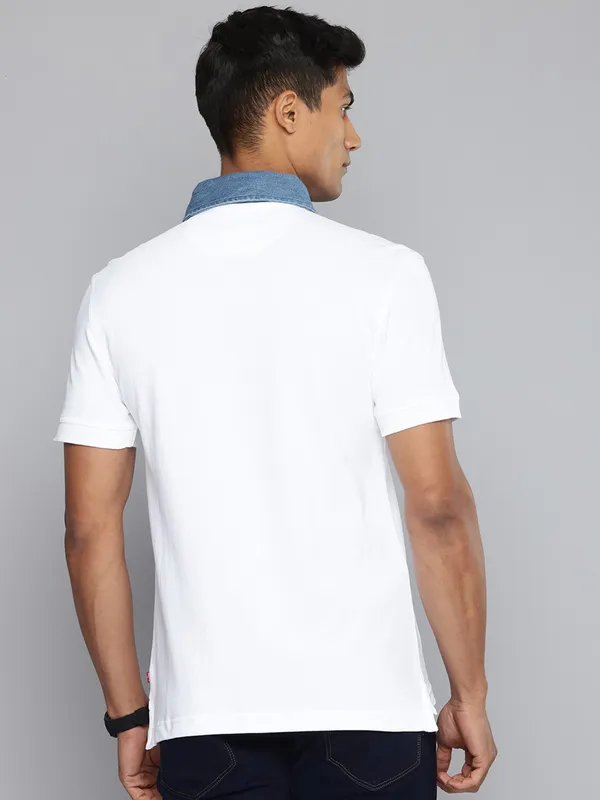 LEVIS cotton white t-shirt with logo embroidery for men