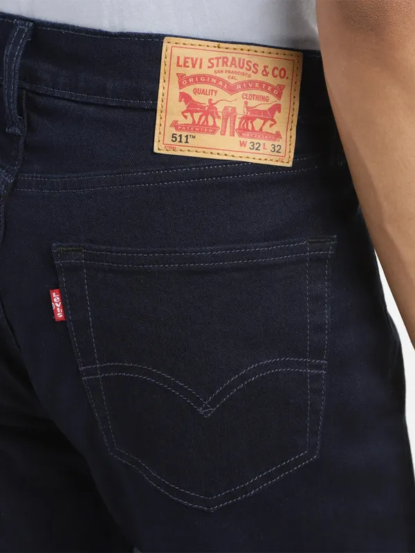 LEVIS dark blue solid slim fit jeans