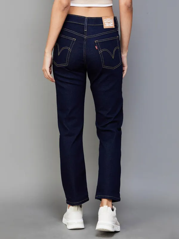 LEVIS dark blue solid staright fit jeans