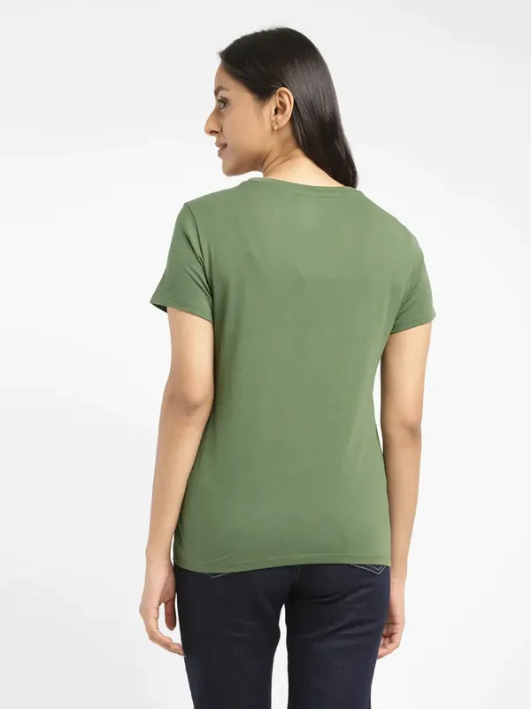 Levis dark green cotton printed t shirt