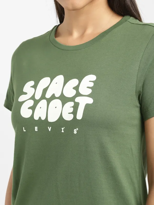 Levis dark green cotton printed t shirt