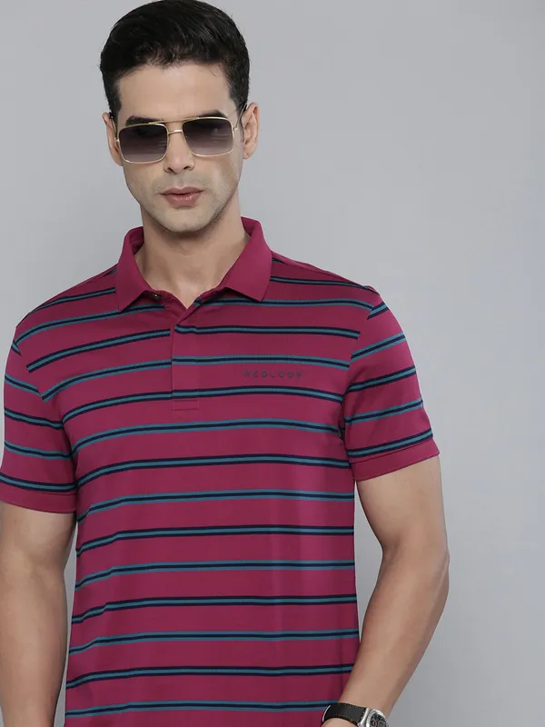 Levis dark pink stripe polo t shirt