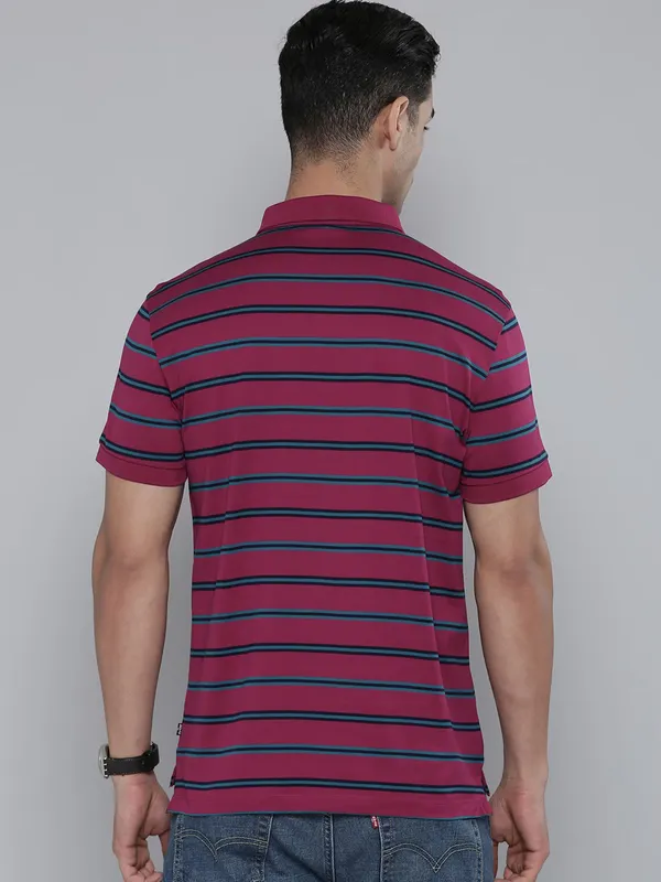 Levis dark pink stripe polo t shirt