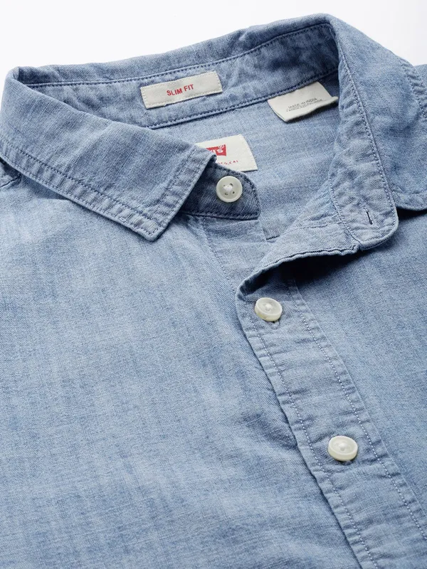 LEVIS dusty blue plain cotton shirt