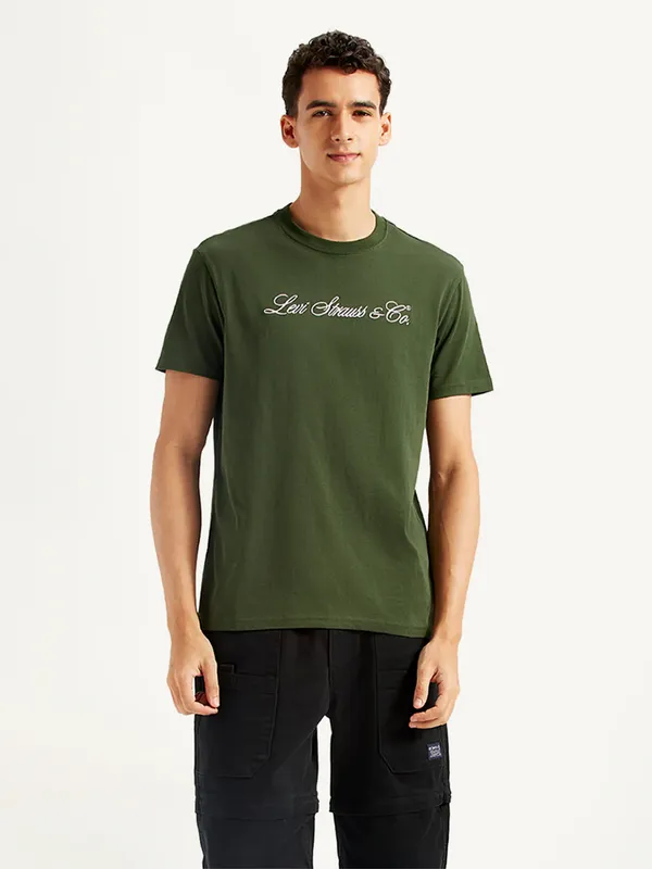 LEVIS forest green slim fit t-shirt for men