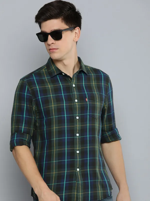 Levis green and blue checks shirt