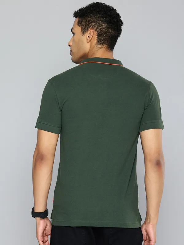 LEVIS green plain cotton polo t-shirt