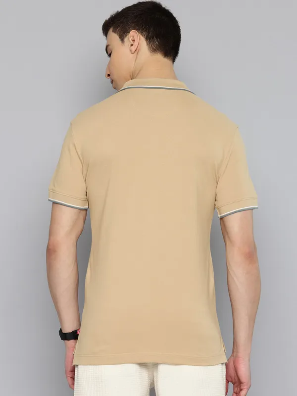 LEVIS khaki plain cotton slim fit polo t-shirt