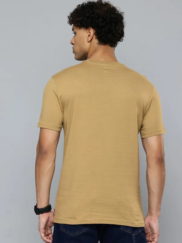 LEVIS khaki plain cotton slim fit t-shirt