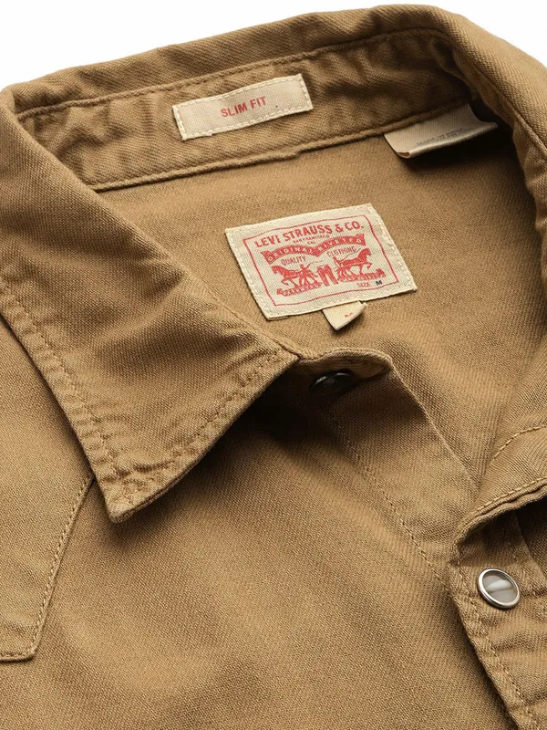 LEVIS khaki solid denim shirt