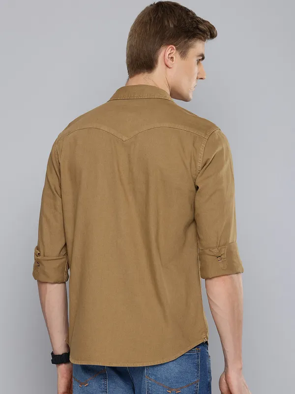 LEVIS khaki solid denim shirt