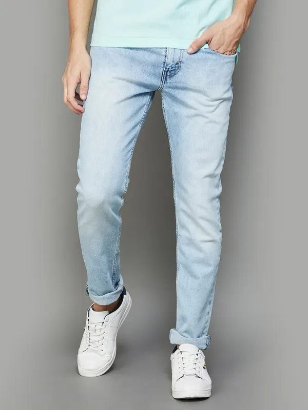 LEVIS L.blue denim washed slim tapper jeans