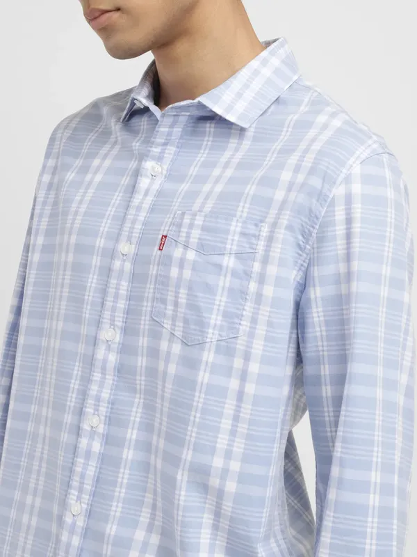 Levis light blue cotton checks shirt