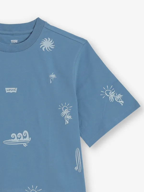 LEVIS light blue printed cotton crop t-shirt