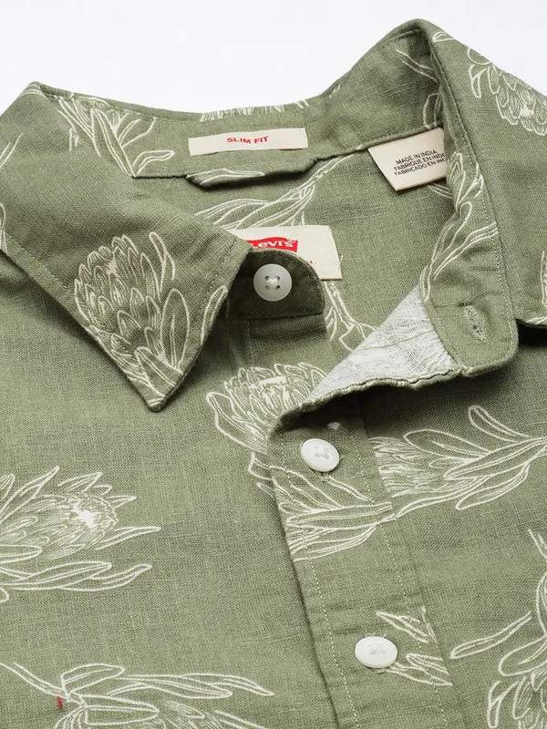 LEVIS light green printed cotton shirt