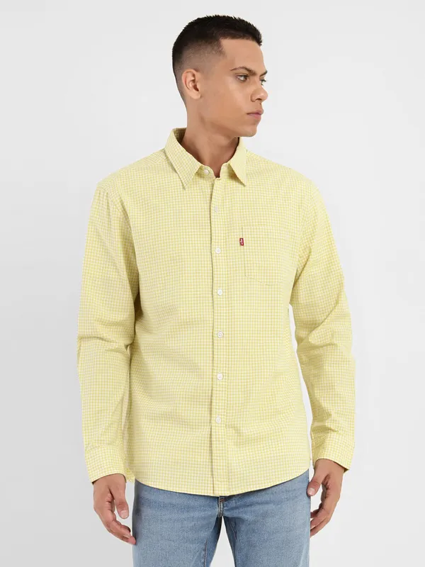 Levis light yellow checks cotton shirt