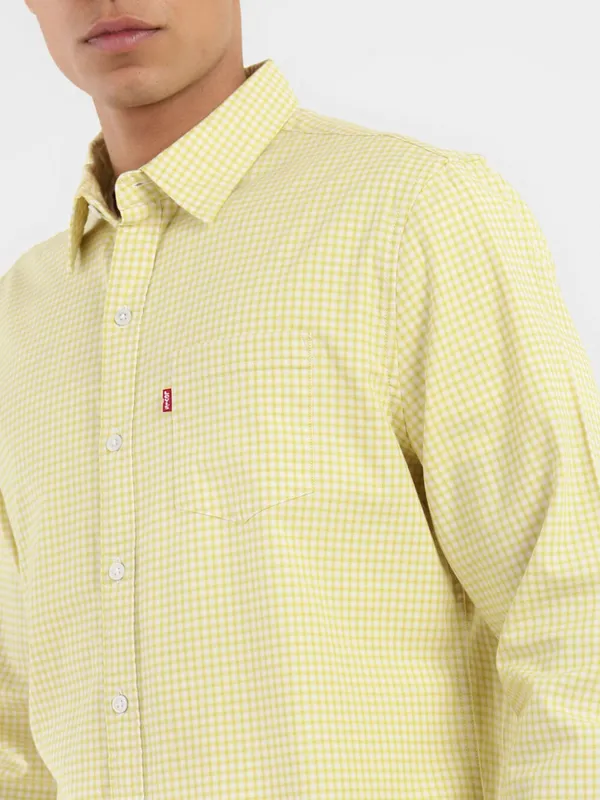 Levis light yellow checks cotton shirt