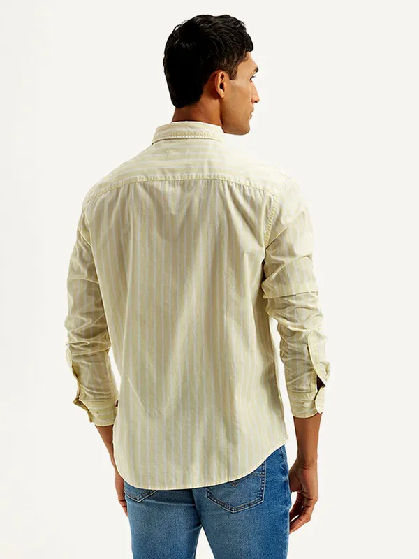 LEVIS lime yellow striped slim fit mens shirt
