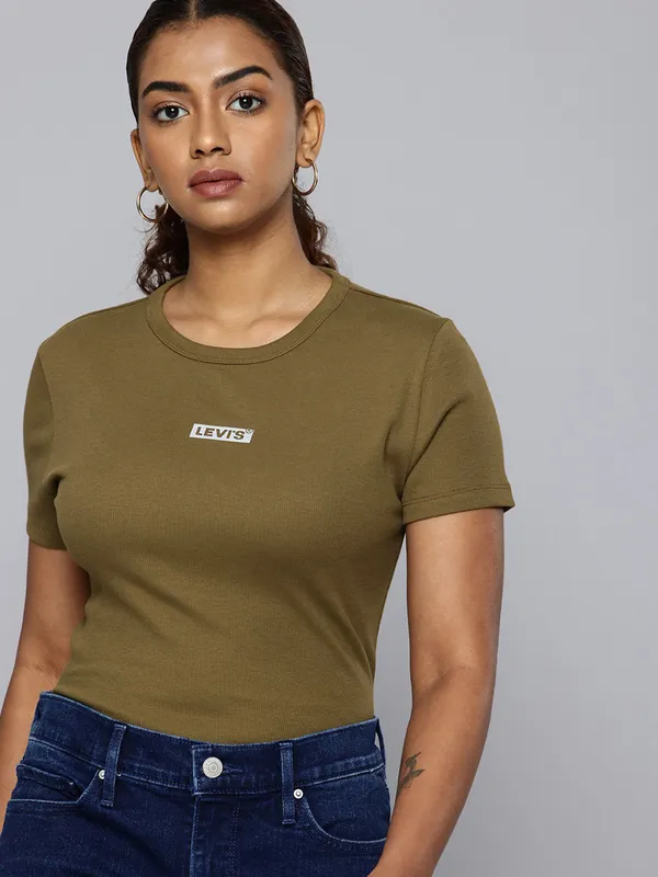 LEVIS mehendi green cotton t-shirt