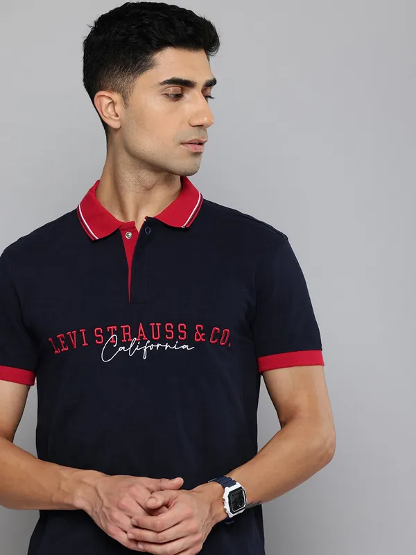 LEVIS men navy cotton t-shirt for casual