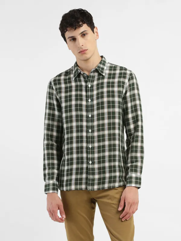 Levis military green checks shirt