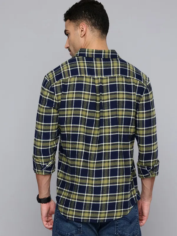 LEVIS navy checks cotton shirt for men