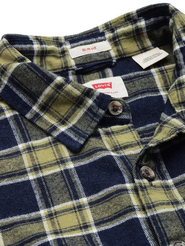 LEVIS navy checks cotton shirt for men