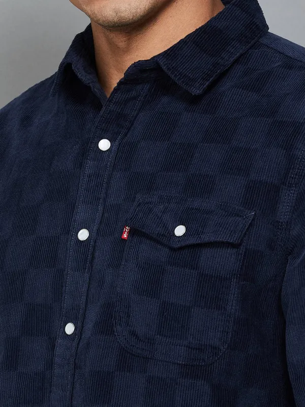 LEVIS navy cotton texture shirt