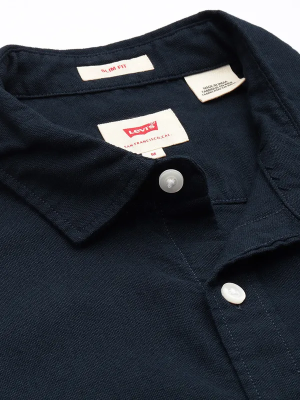 LEVIS navy sober slim fit mens casual shirt