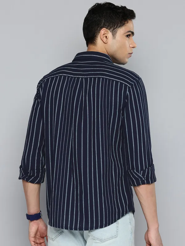 LEVIS navy striped mens casual shirt