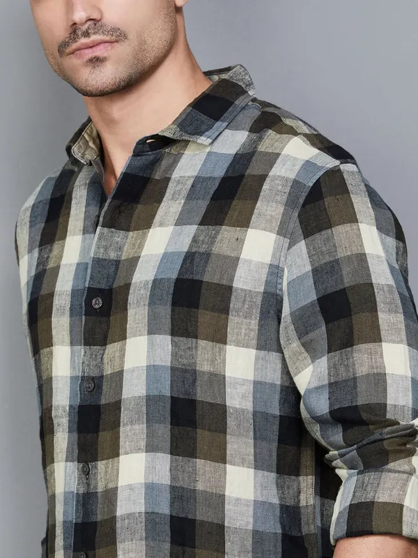 LEVIS olive checks cotton shirt for men