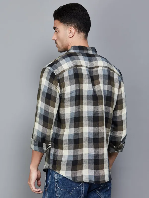 LEVIS olive checks cotton shirt for men