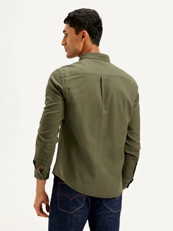 LEVIS olive plain cotton shirt for men