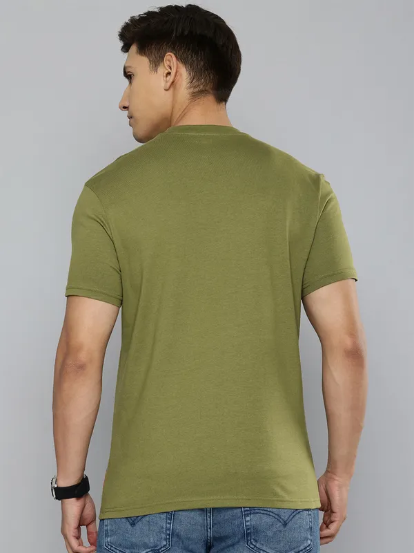 LEVIS olive printed cotton t-shirt