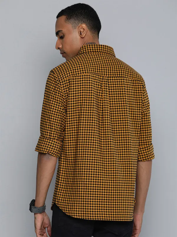 Levis orange cotton gingham pattern shirt