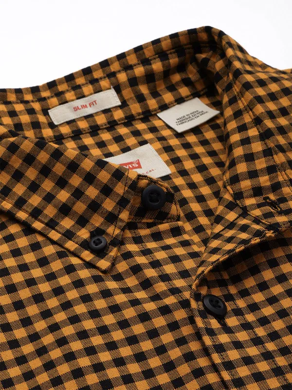 Levis orange cotton gingham pattern shirt