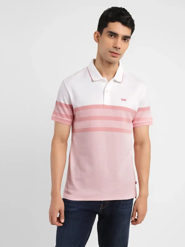 LEVIS pink color block polo t-shirt
