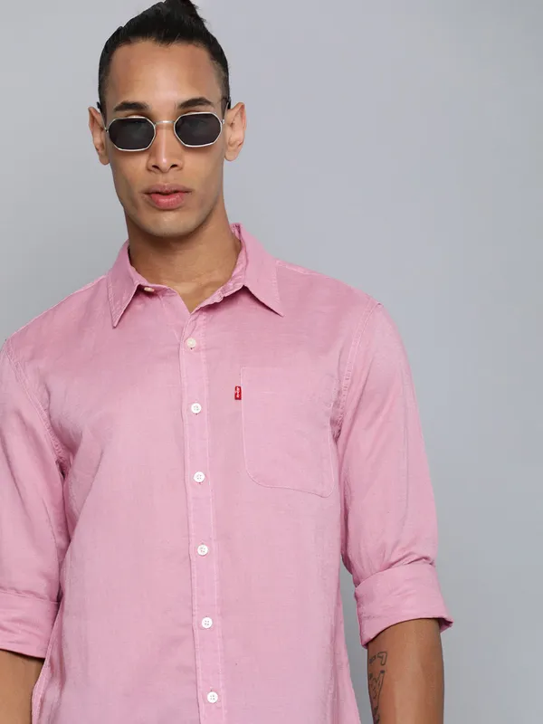 LEVIS pink plain casual shirt
