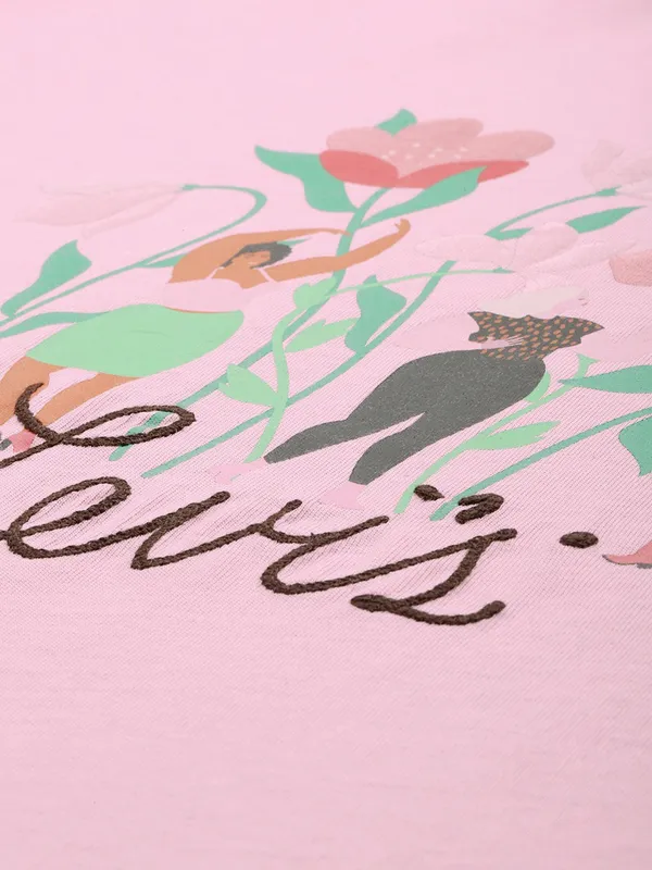 LEVIS pink printed cotton t-shirt