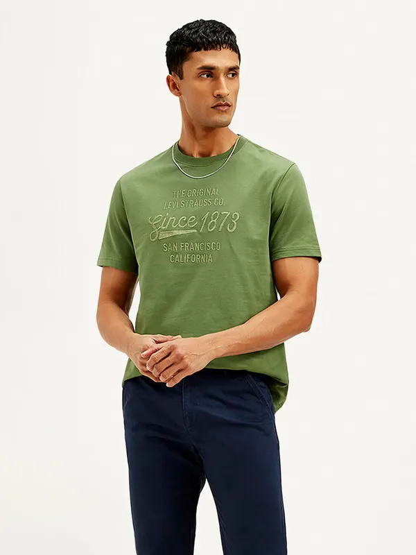 LEVIS pista green embroideried slim fit t-shirt