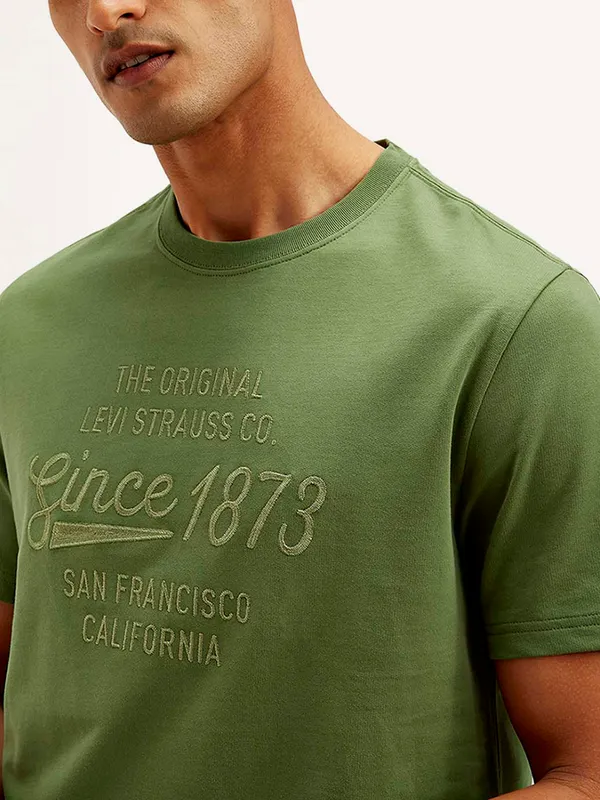 LEVIS pista green embroideried slim fit t-shirt