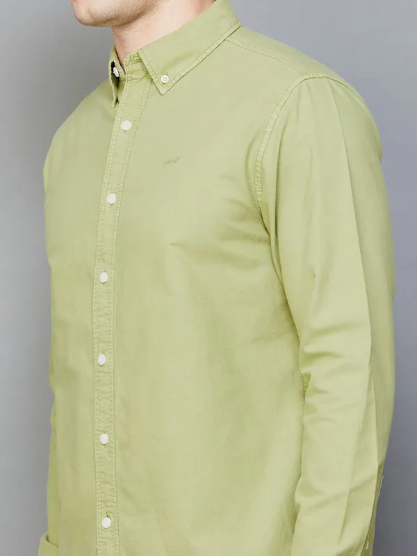 LEVIS pista green plain cotton shirt