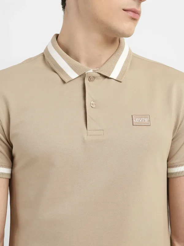 Levis plain beige polo t-shirt