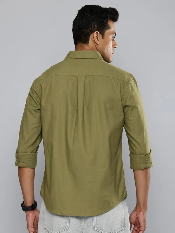 LEVIS plain cotton olive shirt for men